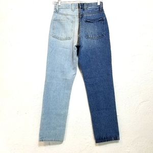 Revice Yin Yang full zipper two tone Colorblock denim jean size 25 nwt